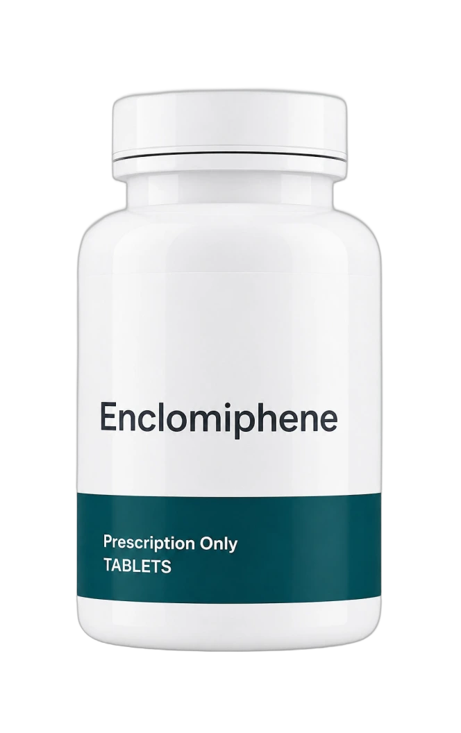 Enclomiphene prescription bottle