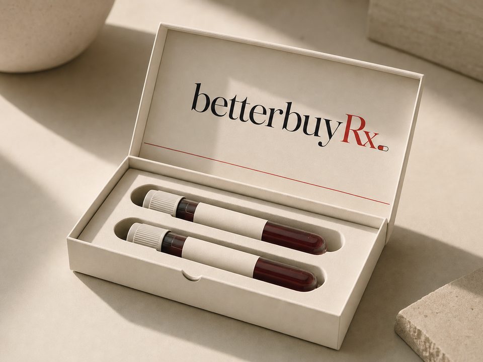 BetterBuy Rx lab collection box with blood tubes