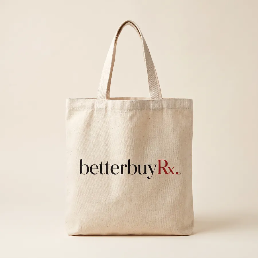 Natural canvas BetterBuy Rx tote bag, product render